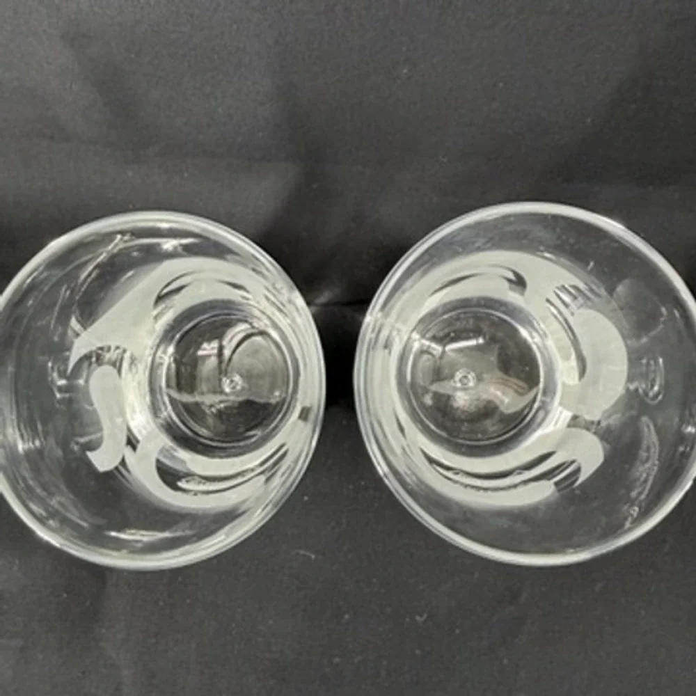 Baileys Irish Cream Frosted Swirl Rocks Glass Set of 2 Clear Barware Tumblers